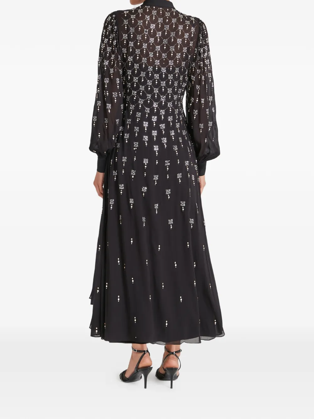 Temperley London Maxi-avondjurk met verfraaiing en knopen Zwart