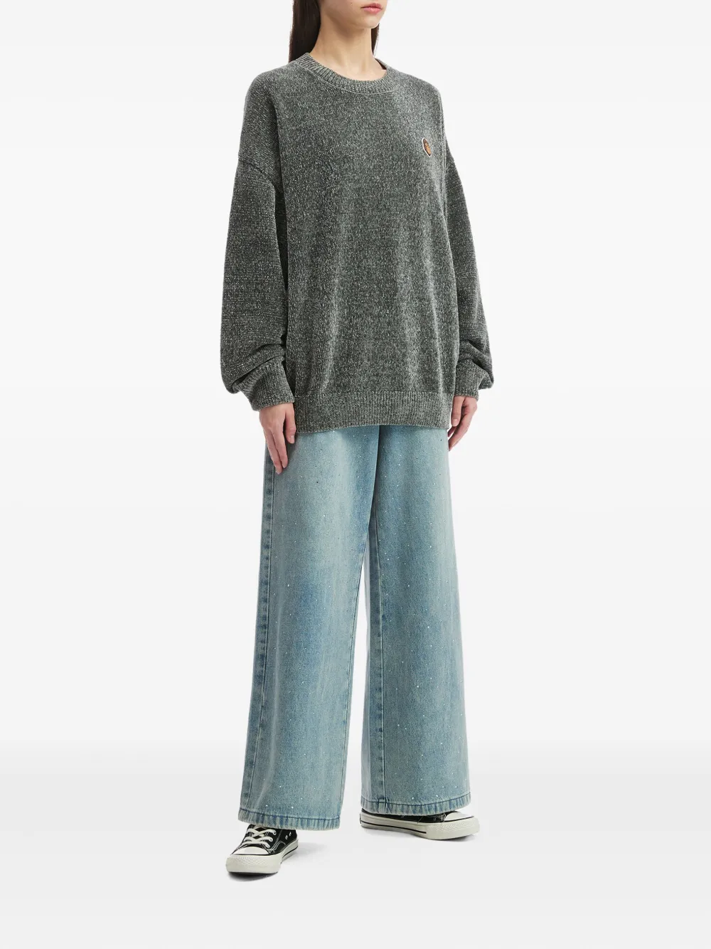 FINGERCROXX embroidered-patch crew-neck sweater | Knitted Sweaters | Image 2
