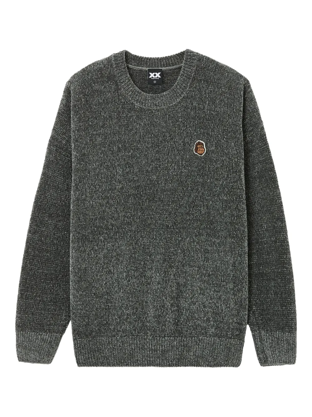 Fingercroxx Embroidered-patch Crew-neck Sweater In Gray