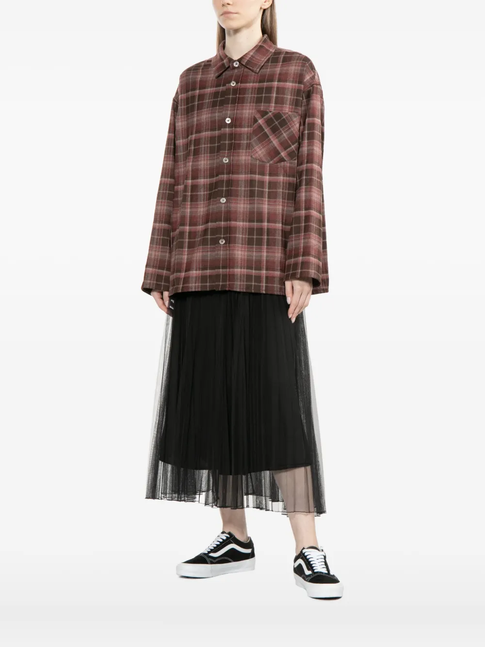 B+ab Checked Shirt Jacket In Brown