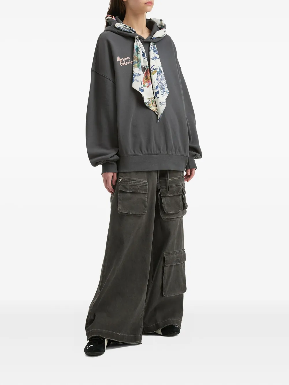 Musium Div. Hoodie met sjaaldetail - Zwart