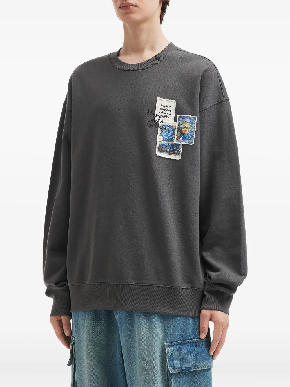 Musium Div. Sweater met borduurwerk - Grijs