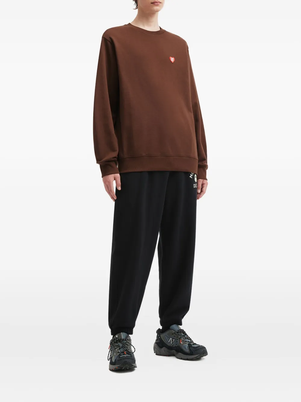 Fingercroxx Heart-embroidered Sweatshirt In Brown