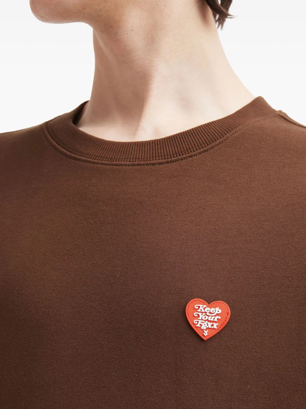 Fingercroxx Heart-embroidered Sweatshirt In Brown