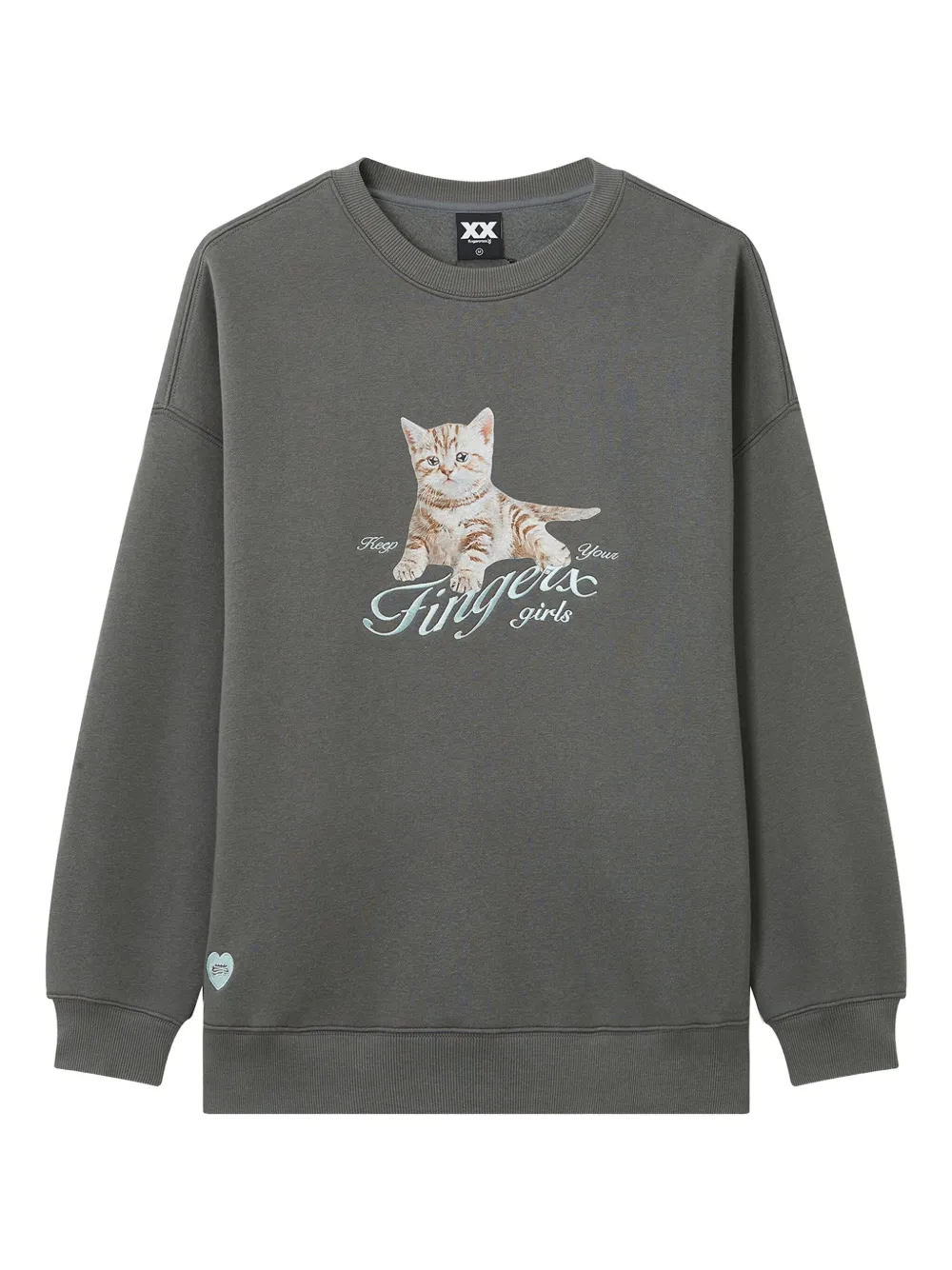 Fingercroxx Cat-print Sweatshirt In Gray