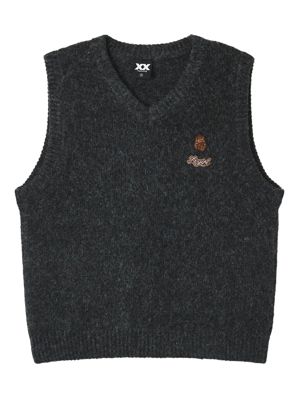 Fingercroxx V-neck Logo-patch Vest In Black