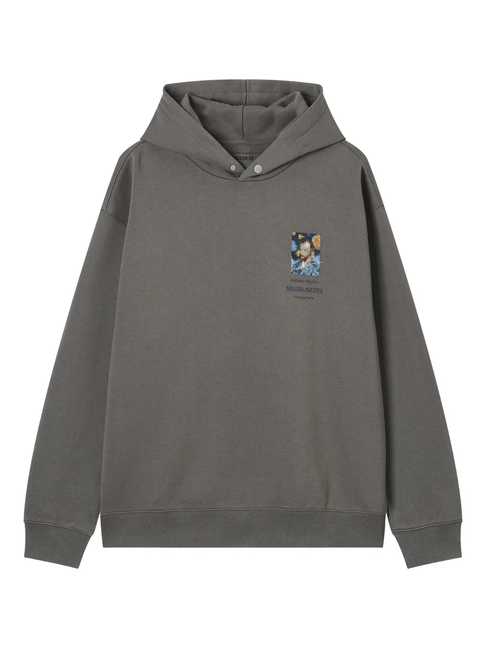 Musium Div. Pixel-print Hoodie In Gray