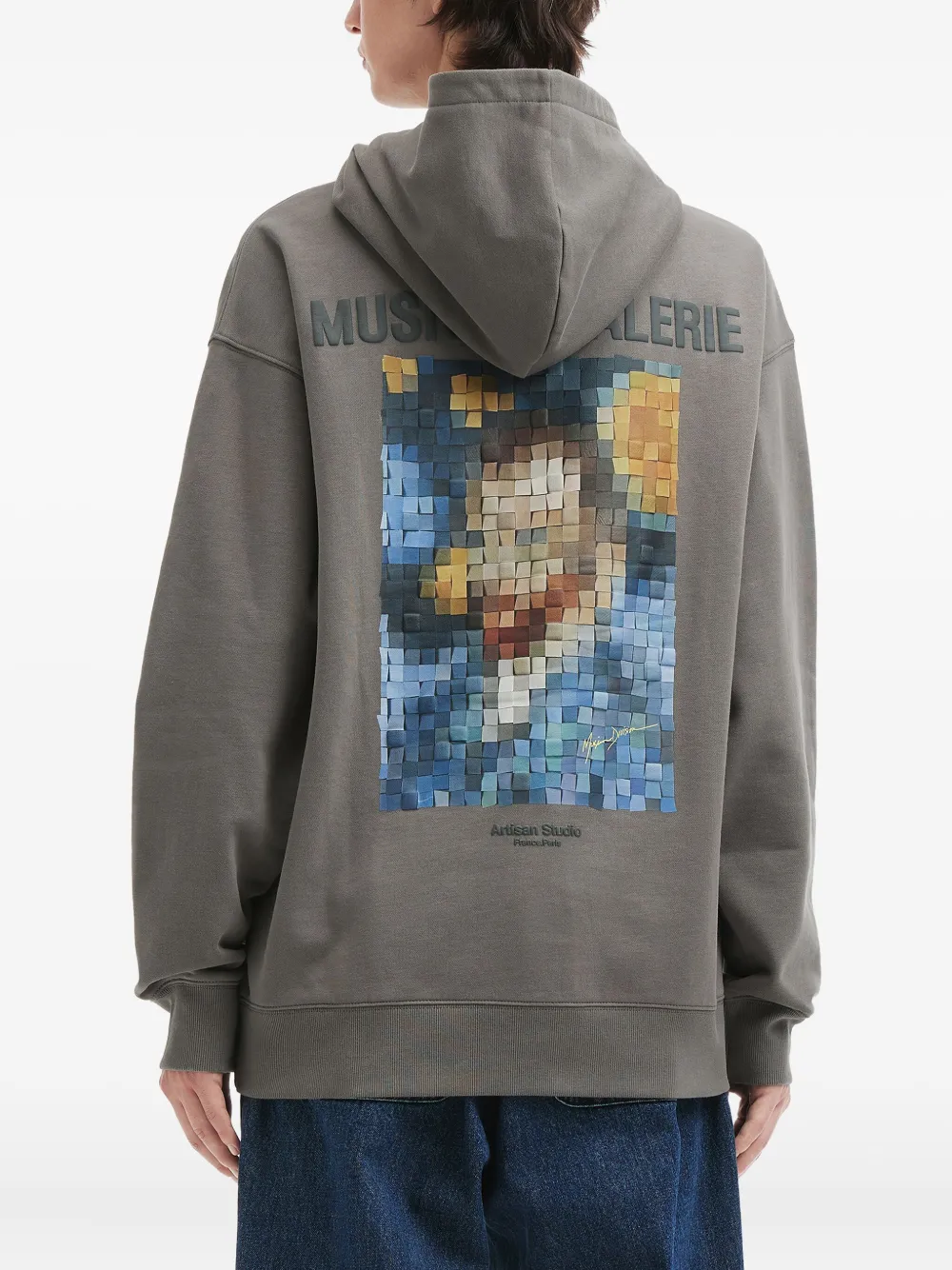 Musium Div. Pixel-print Hoodie In Gray