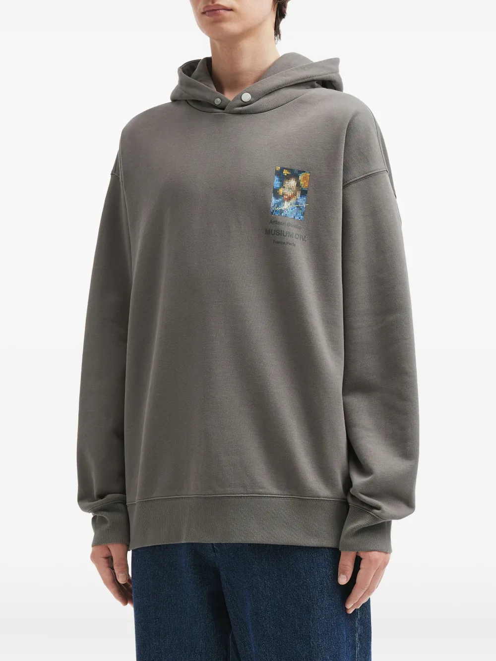 Musium Div. Pixel-print Hoodie In Gray