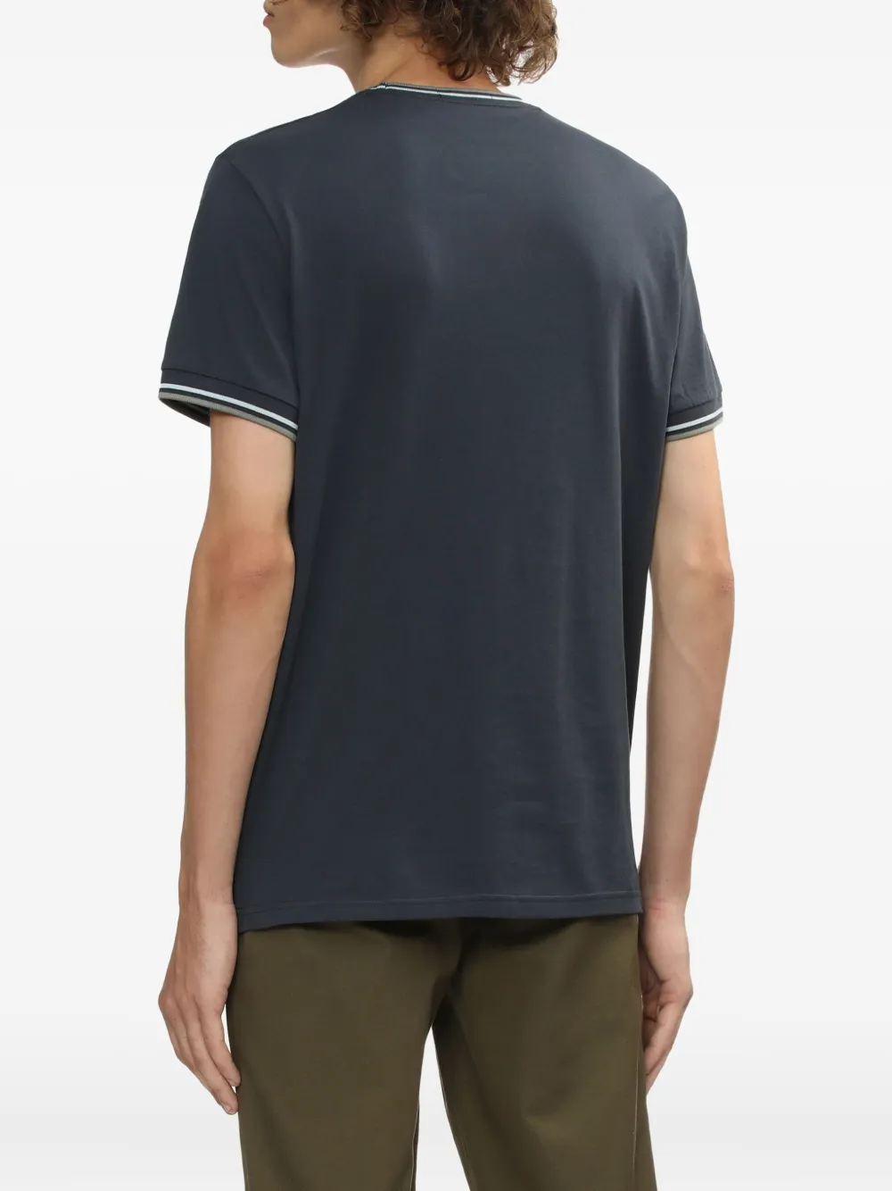 Fred Perry Katoenen T-shirt met gestreepte kraag Blauw
