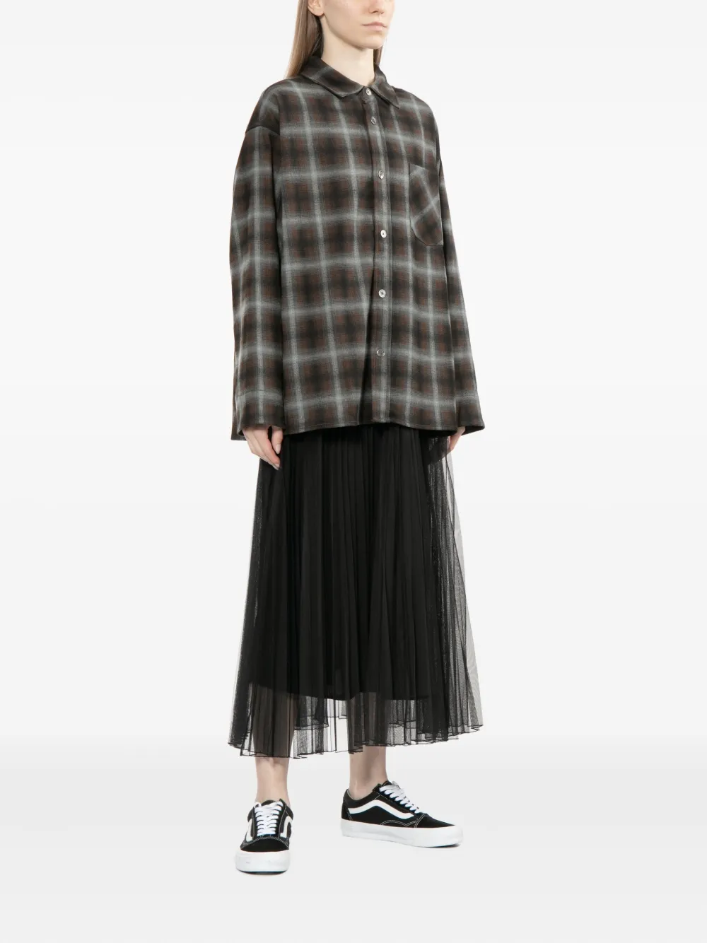 B+ab Checked Shirt Jacket In Black