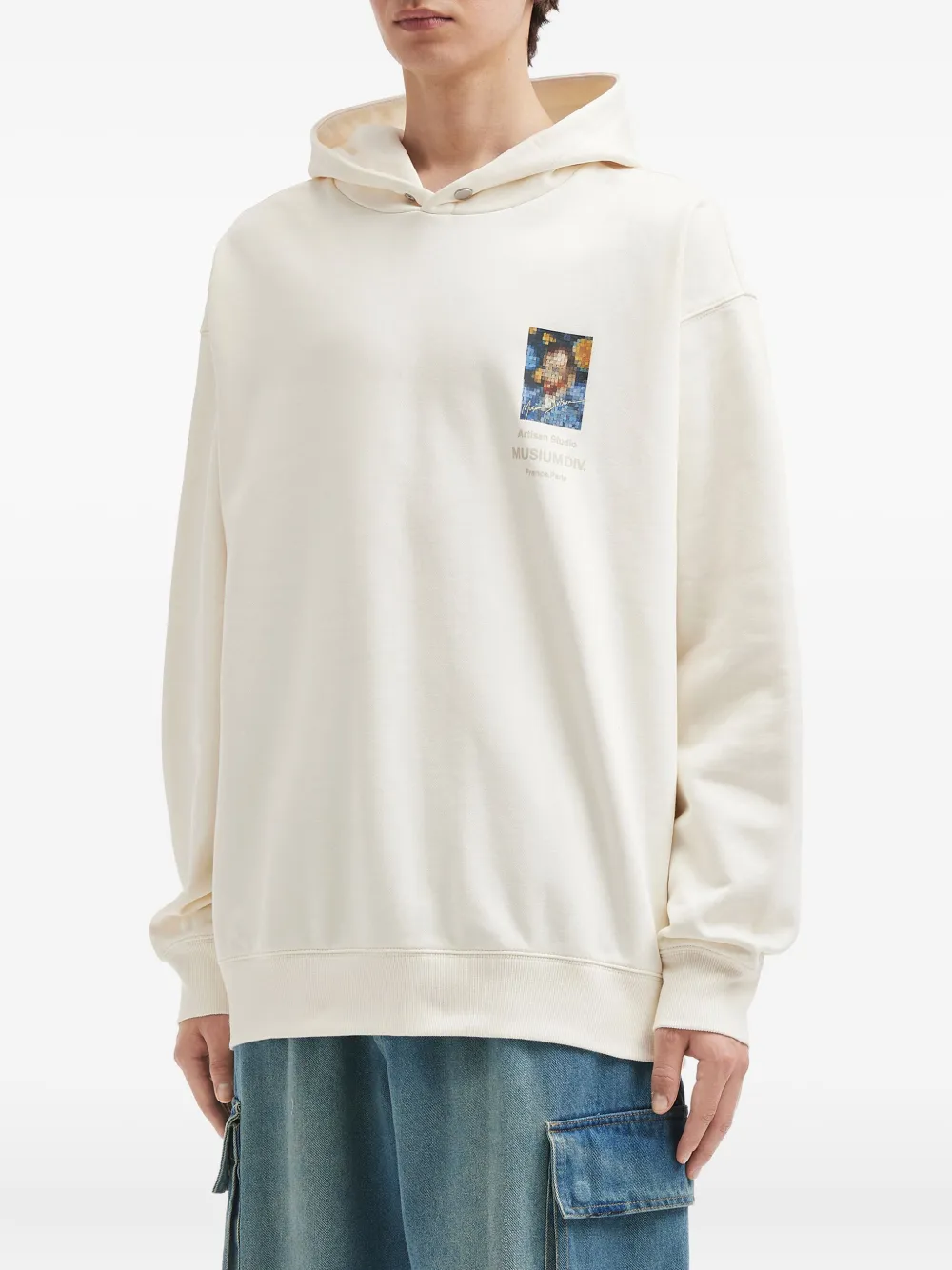 Musium Div. Pixel-print Hoodie In White