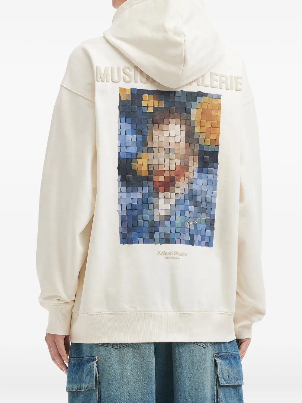Musium Div. Pixel-print Hoodie In White