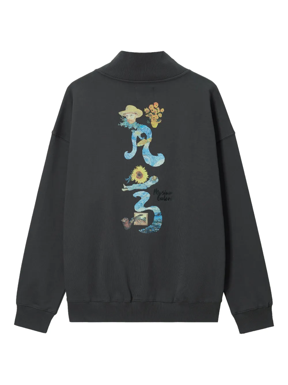 Musium Div. Katoenen sweater met halve rits - Zwart