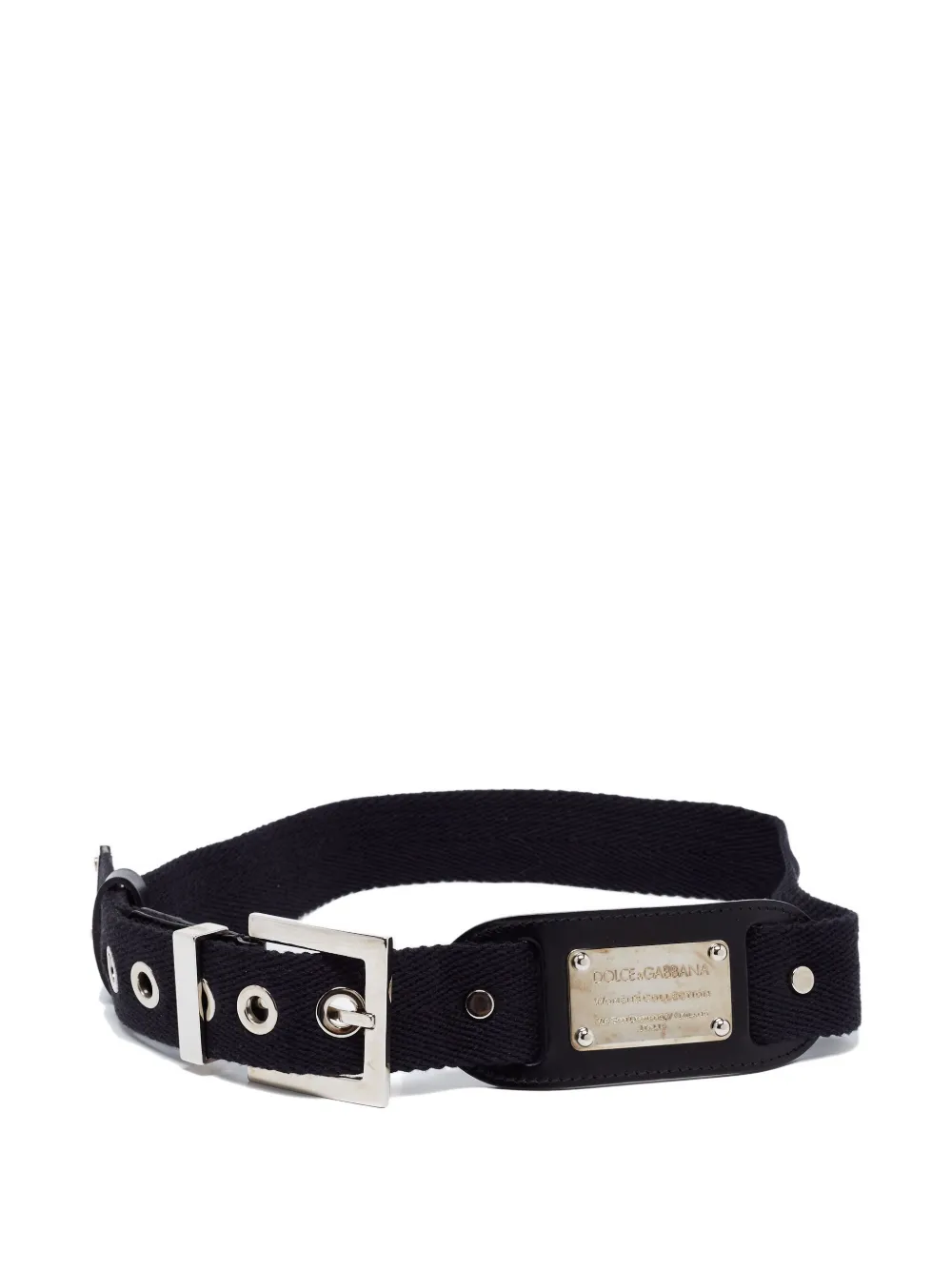 Pre-owned Dolce & Gabbana Eyelet-detail Canvas Belt In Black