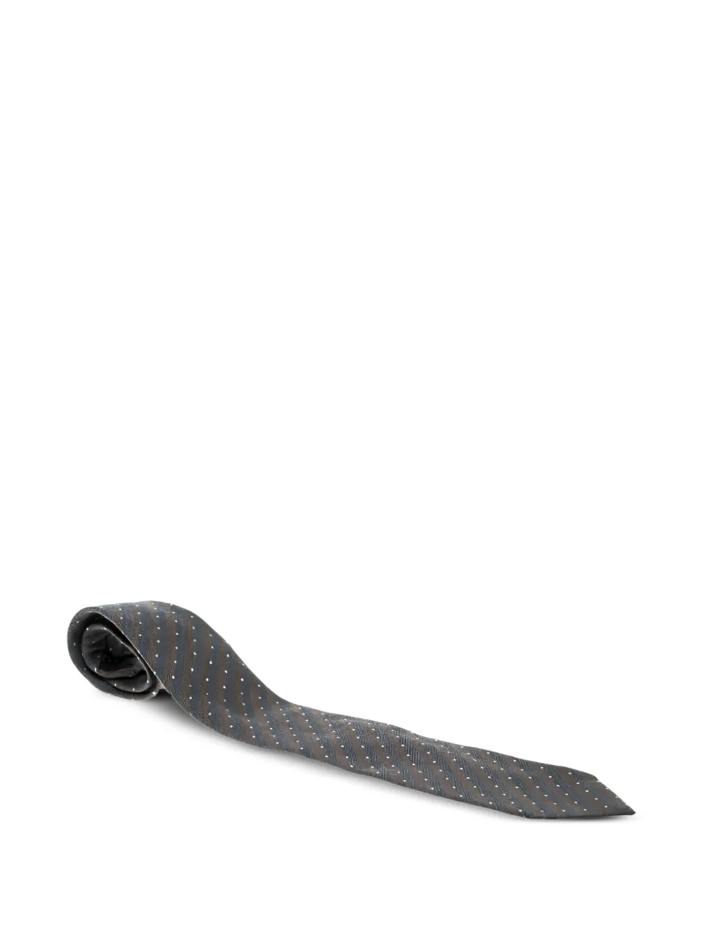 Giorgio Armani Pre-Owned diagonal-stripe dot tie | Grey | Image 1