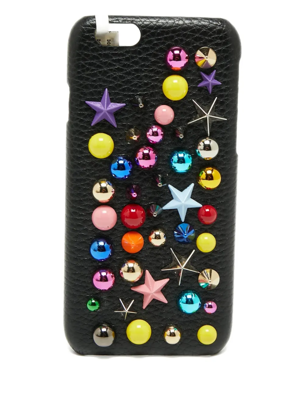 Pre-owned Dolce & Gabbana Embellished Leather Iphone 6 Case In Black