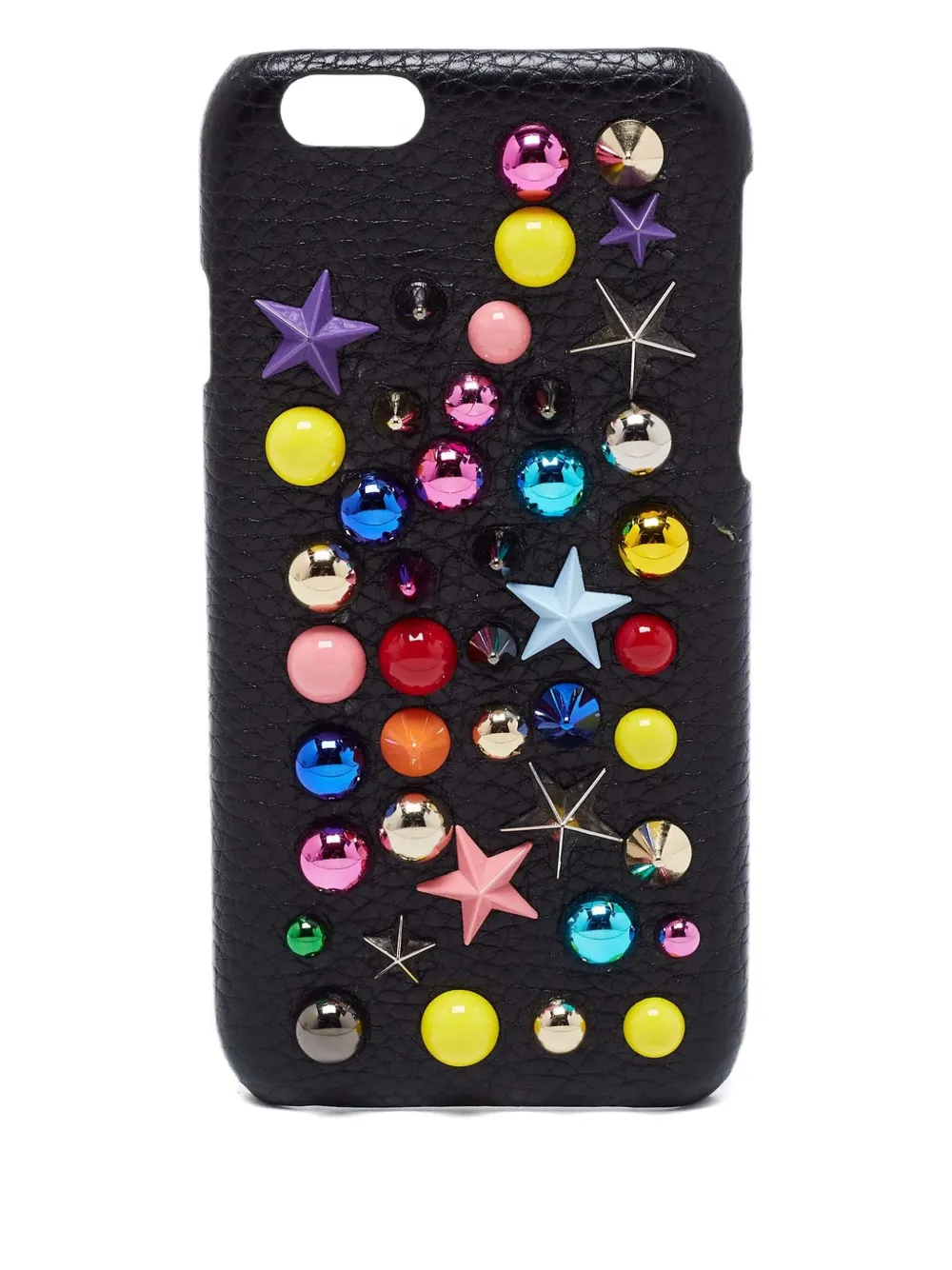 Pre-owned Dolce & Gabbana Leather Star-embellished Phone Case In Black