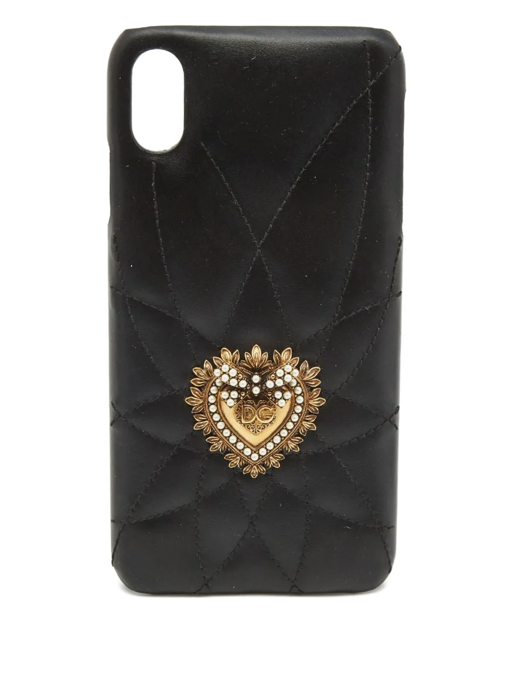 Pre-owned Dolce & Gabbana Quilted-heart Iphone Xs Case In Black