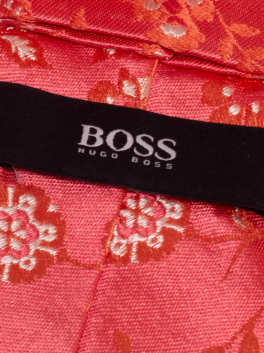 Pre-owned Hugo Boss Floral-print Silk Tie In Pink
