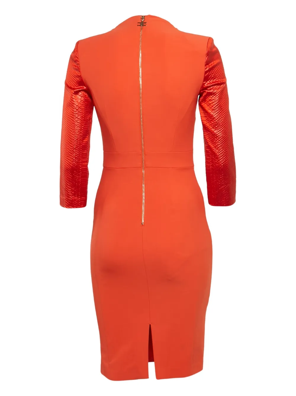Elisabetta Franchi Midi-jurk met slangenleer-effect - Oranje