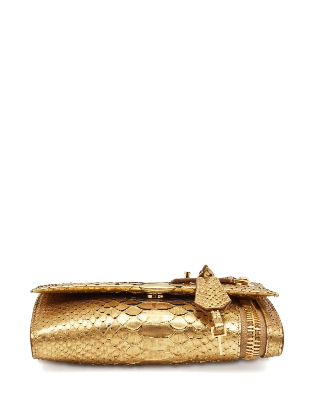 Pre-owned Tom Ford Python Crossbody Bag In Gold