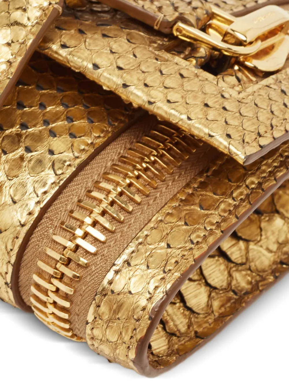 Pre-owned Tom Ford Python Crossbody Bag In Gold