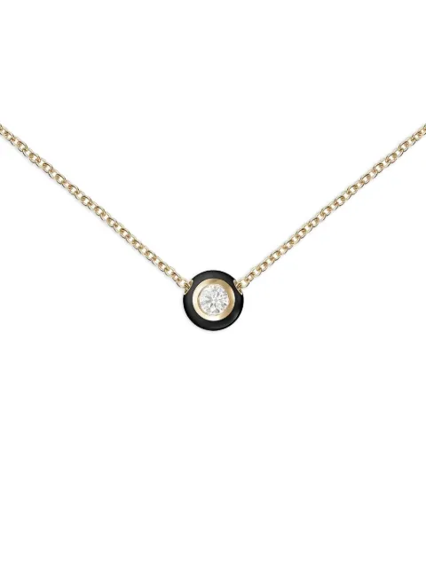 Melissa Kaye 18K yellow gold small Black Audrey Diamond pendant necklace