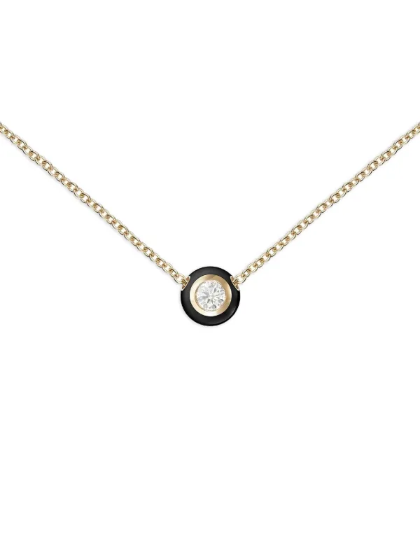 Melissa Kaye 18K Yellow Gold Small Black Audrey Diamond Pendant Necklace