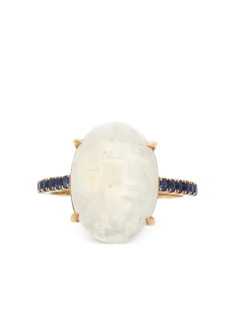 YI Collection 9K yellow gold Globe sapphire and moonstone ring