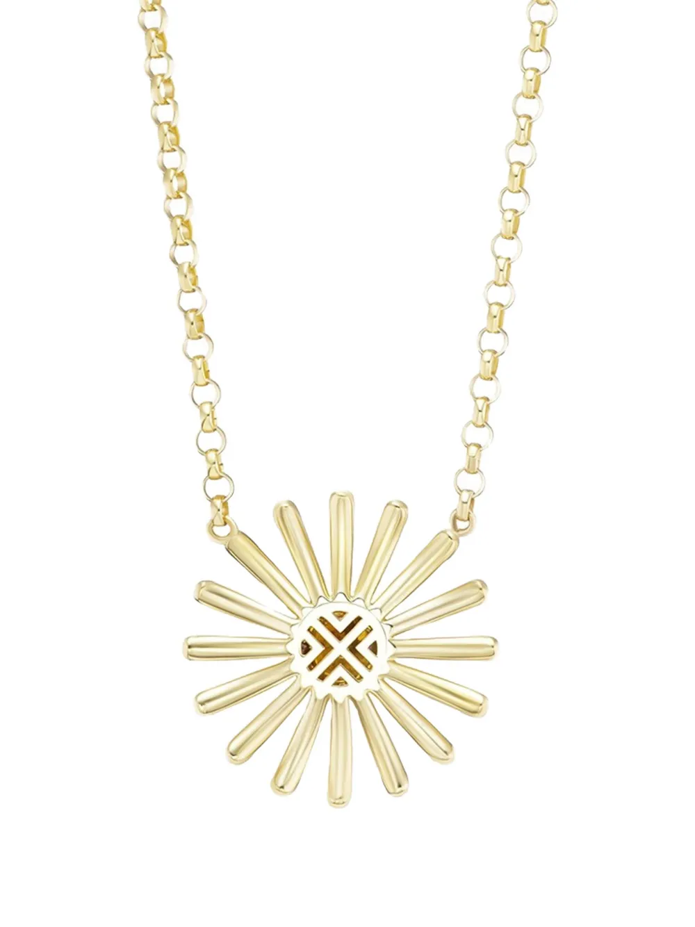 Harwell Godfrey 18k Yellow Gold Mini Sunflower Sapphire Necklace Charm In Brown