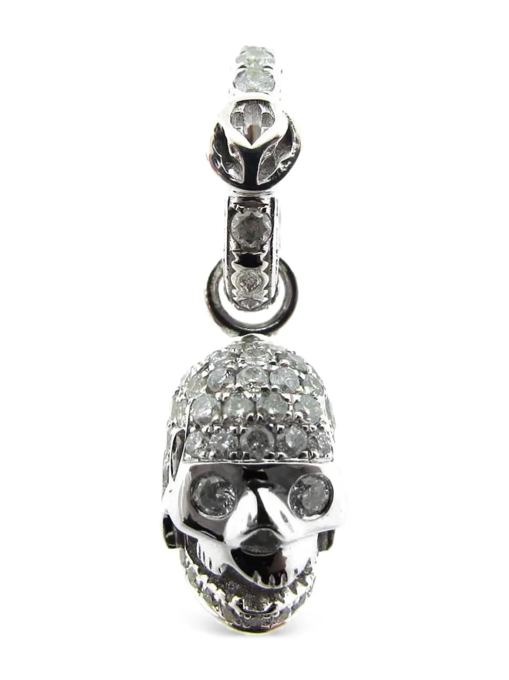 Loree Rodkin 14k White Gold Diamond Skull-head Pendant In Metallic