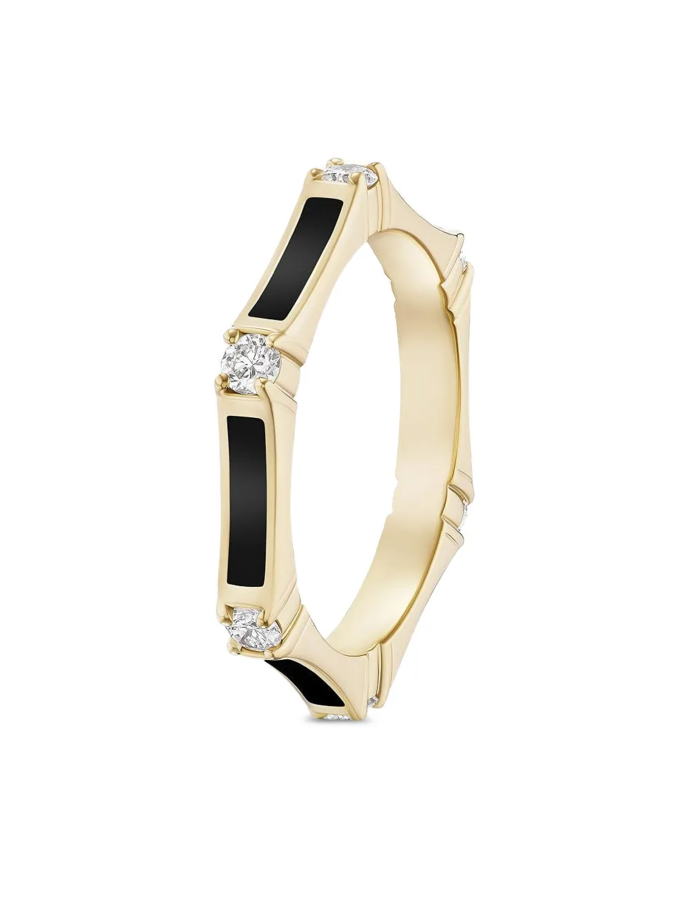 Melissa Kaye Anello Black Honey Station in oro giallo 18 carati con diamanti