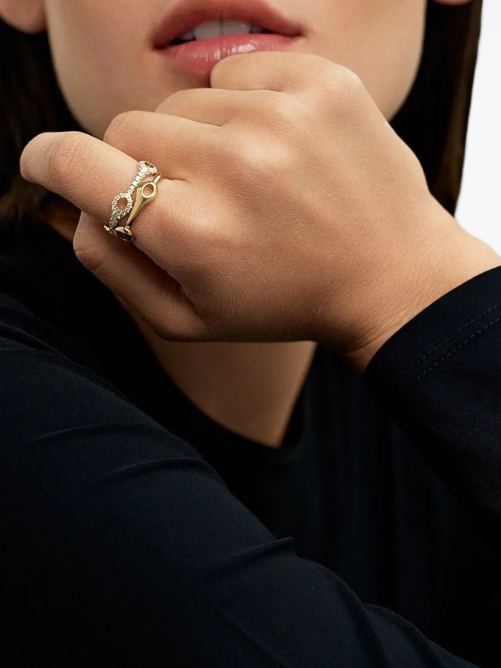  Melissa Kaye 18k Yellow Gold Small Lola Diamond Needle Ring 