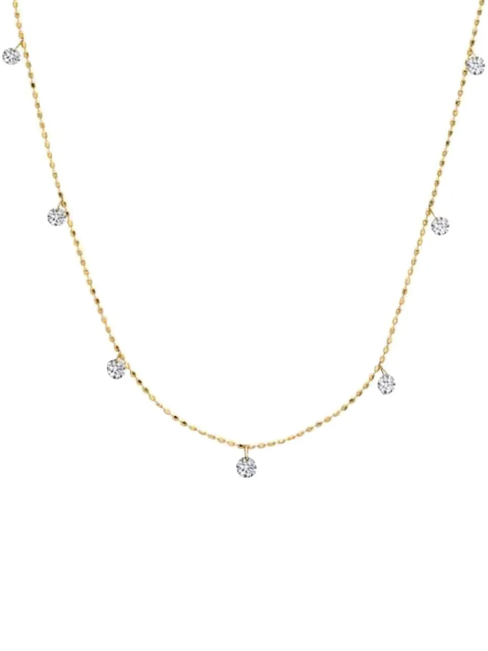 graziela 18K yellow gold Tiny Floating diamond necklace - Oro