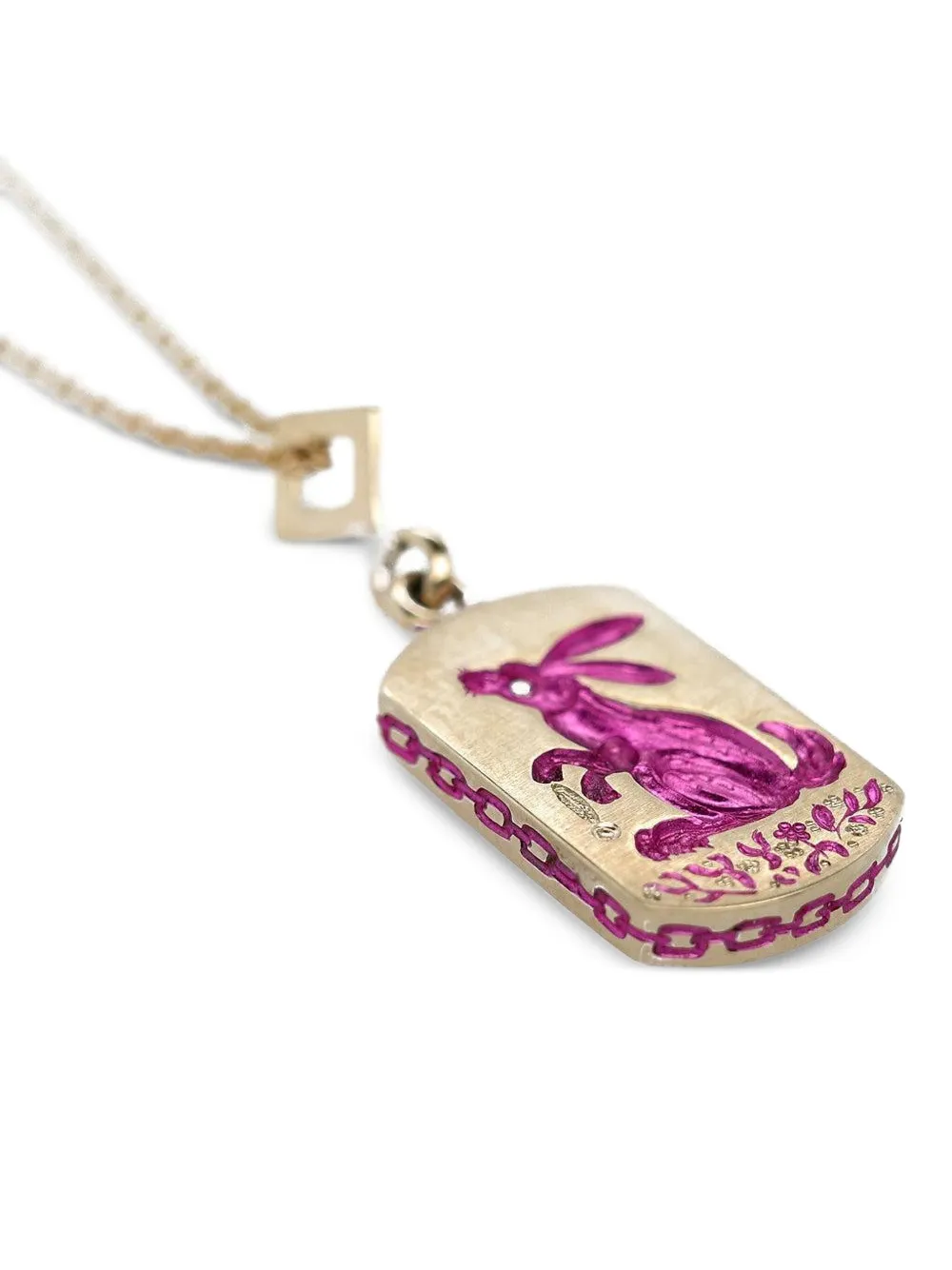 Castro Smith 9kt Yellow Gold Rabbit Sapphire Necklace In Gold