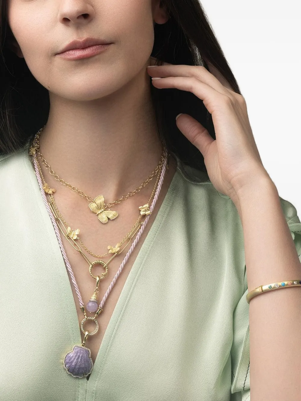  Tanya Farah 18kt Yellow Gold Five Station Diamond Necklace 
