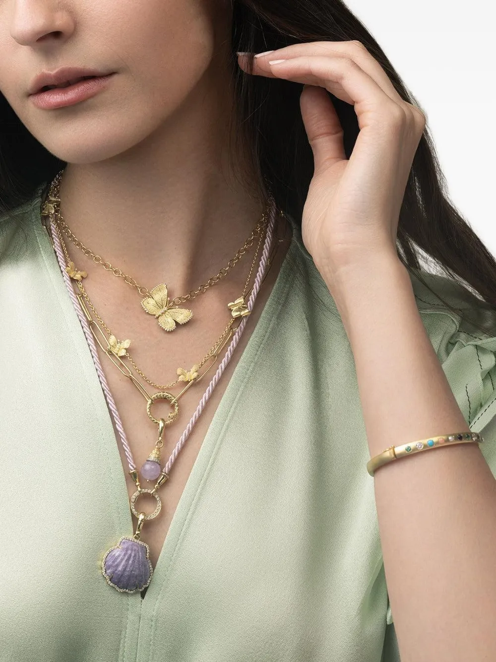  Tanya Farah 18kt Yellow Gold Five Station Diamond Necklace 