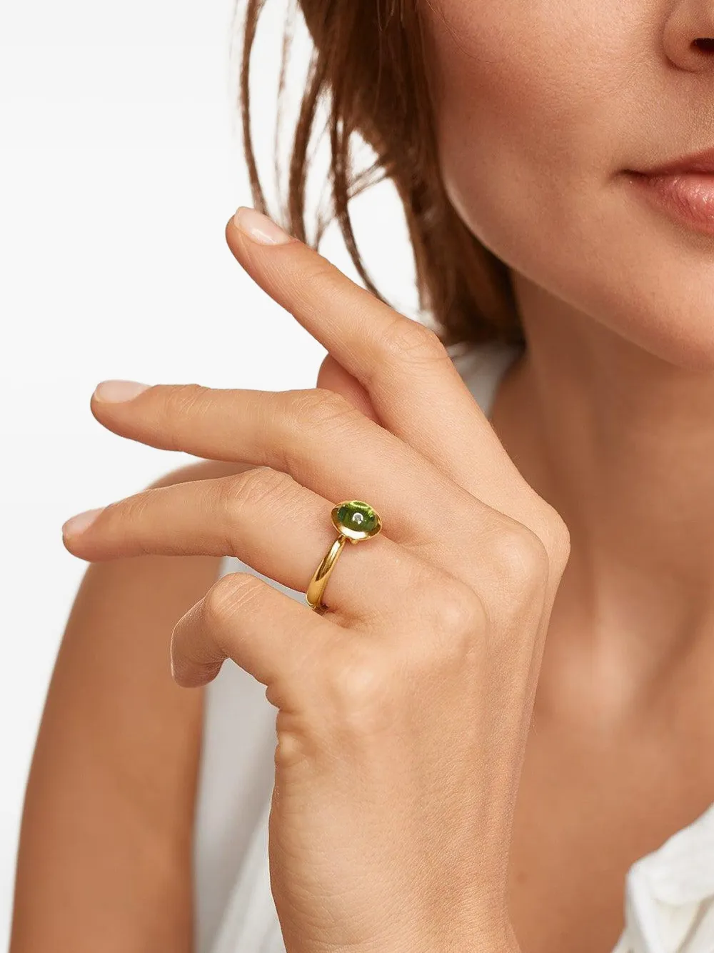 TAMARA COMOLLI Anello Bouton in oro giallo 18 carati con peridoto - Verde
