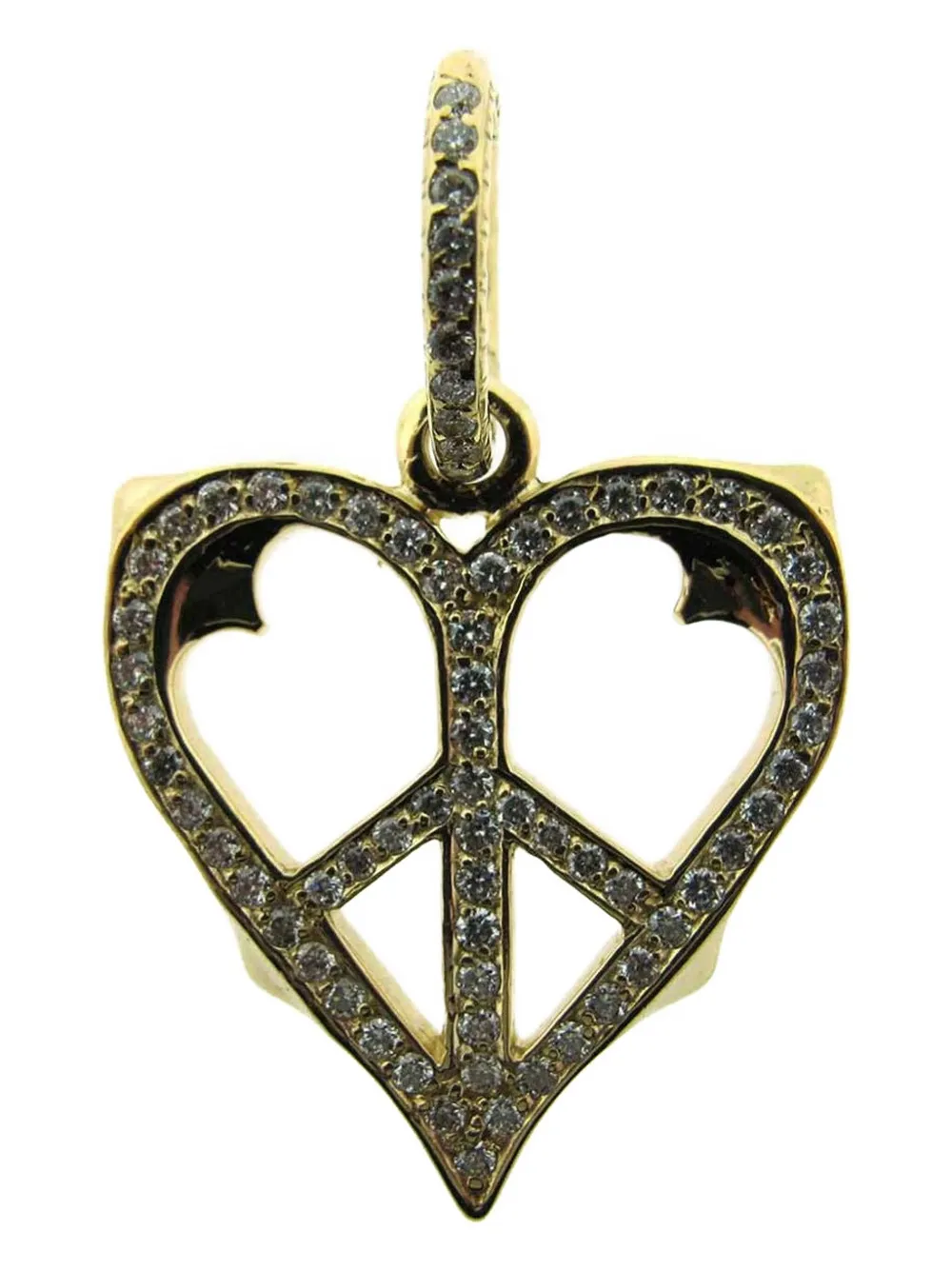 Loree Rodkin Medium 14k Yellow Gold Diamond Peace-heart Charm In Black