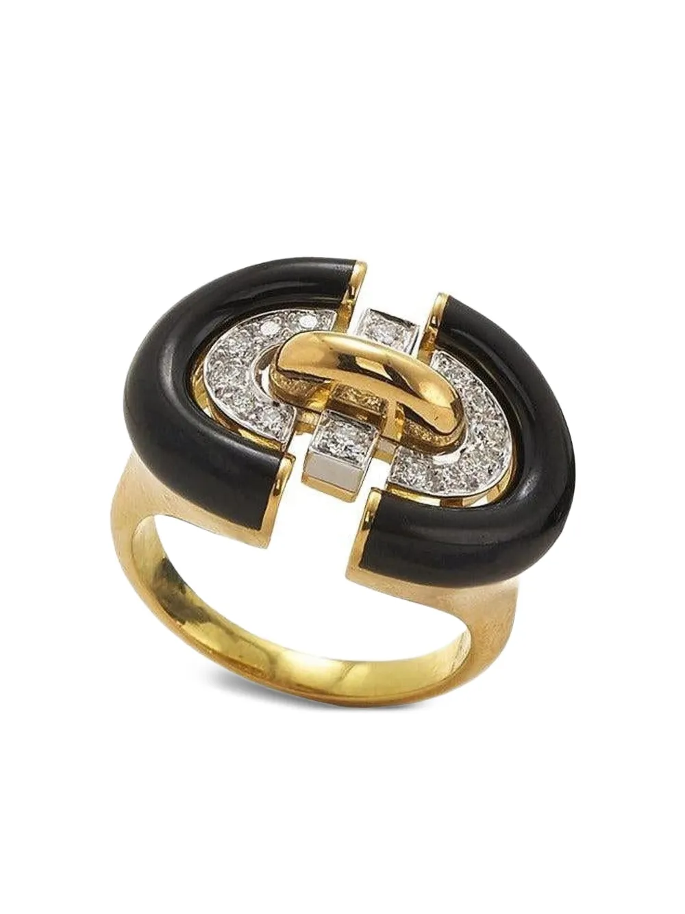 David Webb 18K yellow gold Unity Ring diamond and enamel ring | Gold | Image 1