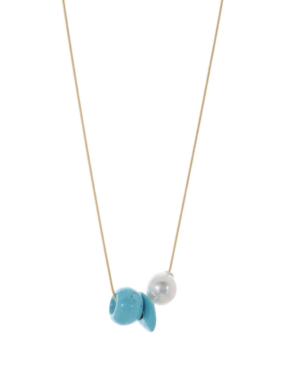Ten Thousand Things 18k Yellow Gold Turquoise And Pearl Necklace In Brown