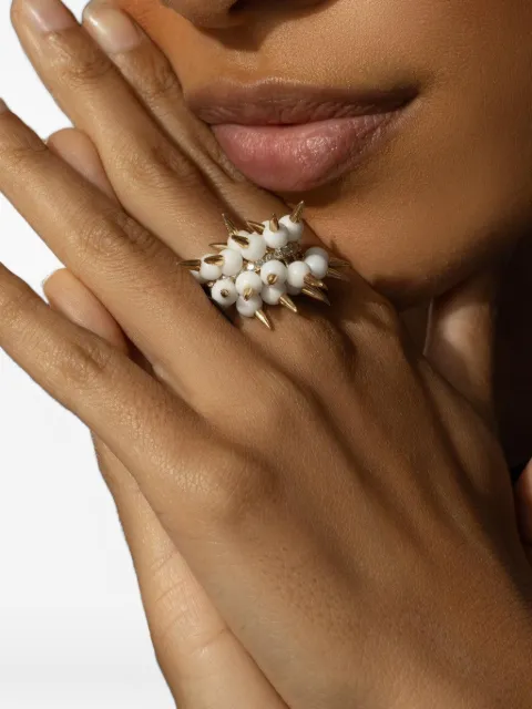 Brooks Brothers anillo Spiked Muse en oro amarillo de 18kt con diamantes y ónix