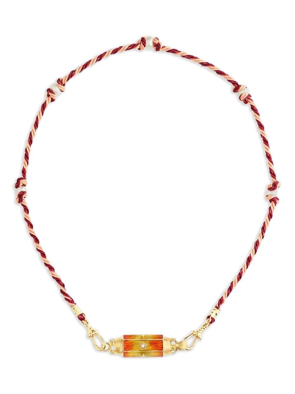 Marie Lichtenberg Collana Orange Baby Locket in oro giallo 14 carati con diamanti