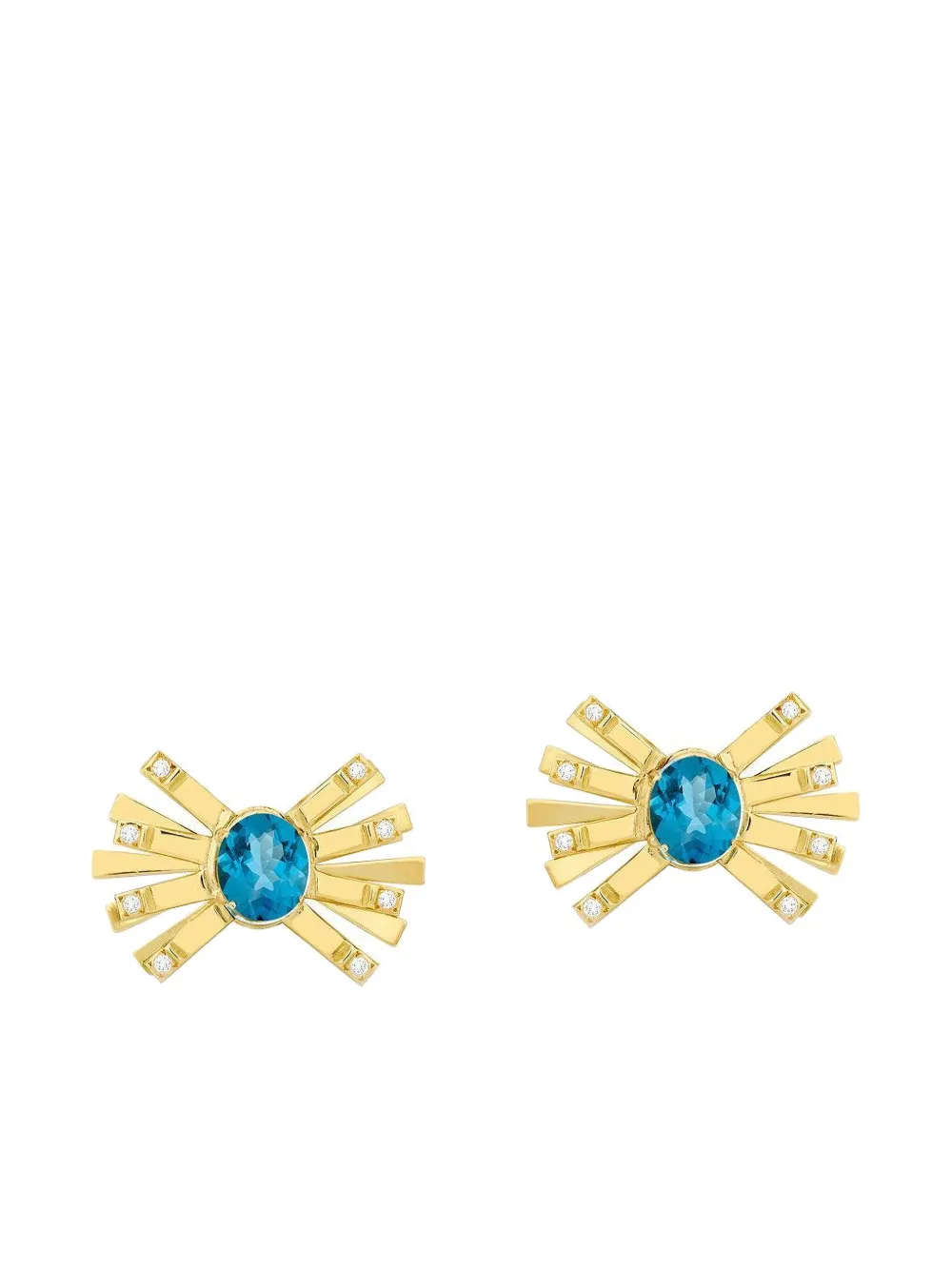 Carol Kauffmann 18k Yellow Gold Blue Topaz Diamond Farfalle Earrings In Gold