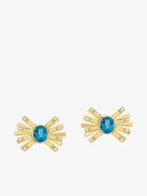 Carol Kauffmann boucles d'oreilles en or 18ct à topazes bleues et diamants Farfalle