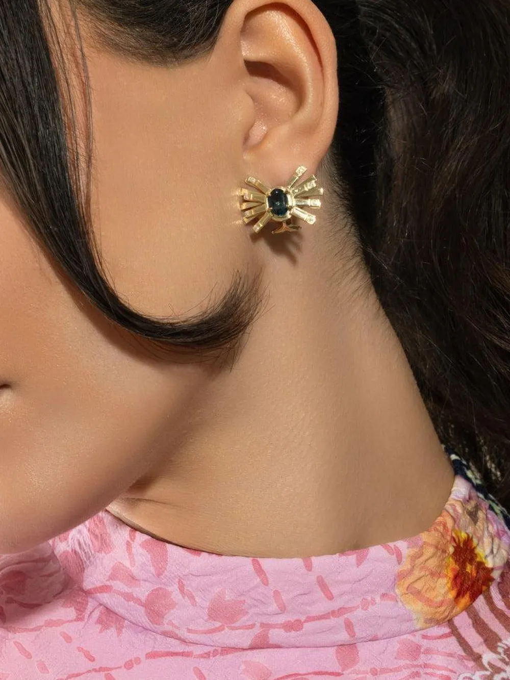 Carol Kauffmann 18k Yellow Gold Blue Topaz Diamond Farfalle Earrings In Gold