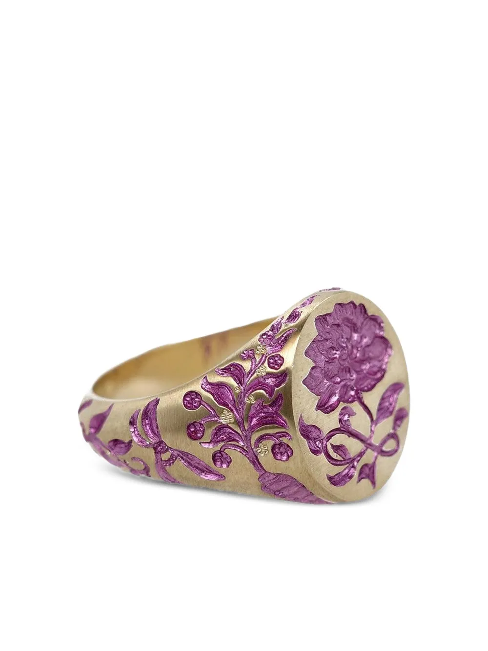Castro Smith 9k Yellow Gold Peony Signet Ring In Multi
