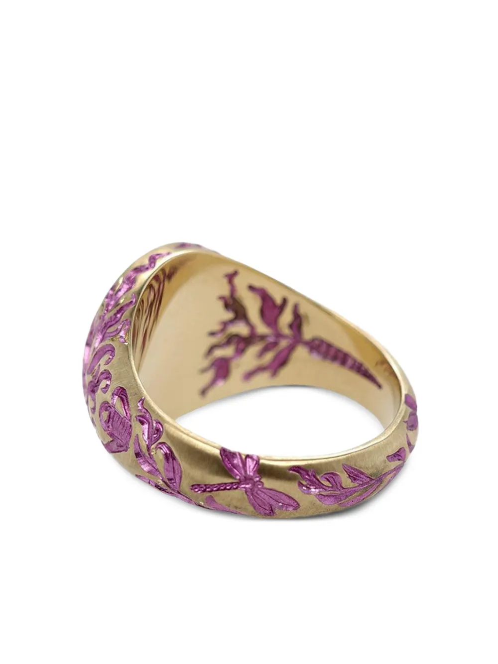 Castro Smith 9k Yellow Gold Peony Signet Ring In Multi