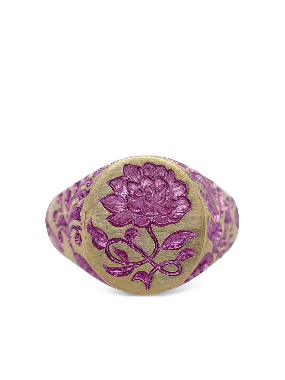 Castro Smith 9k Yellow Gold Peony Signet Ring In Multi